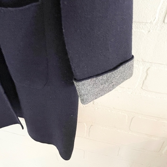 Catherine Malandrino Duster Cardigan Navy blue Gray Sz L Oversized - Picture 4 of 12